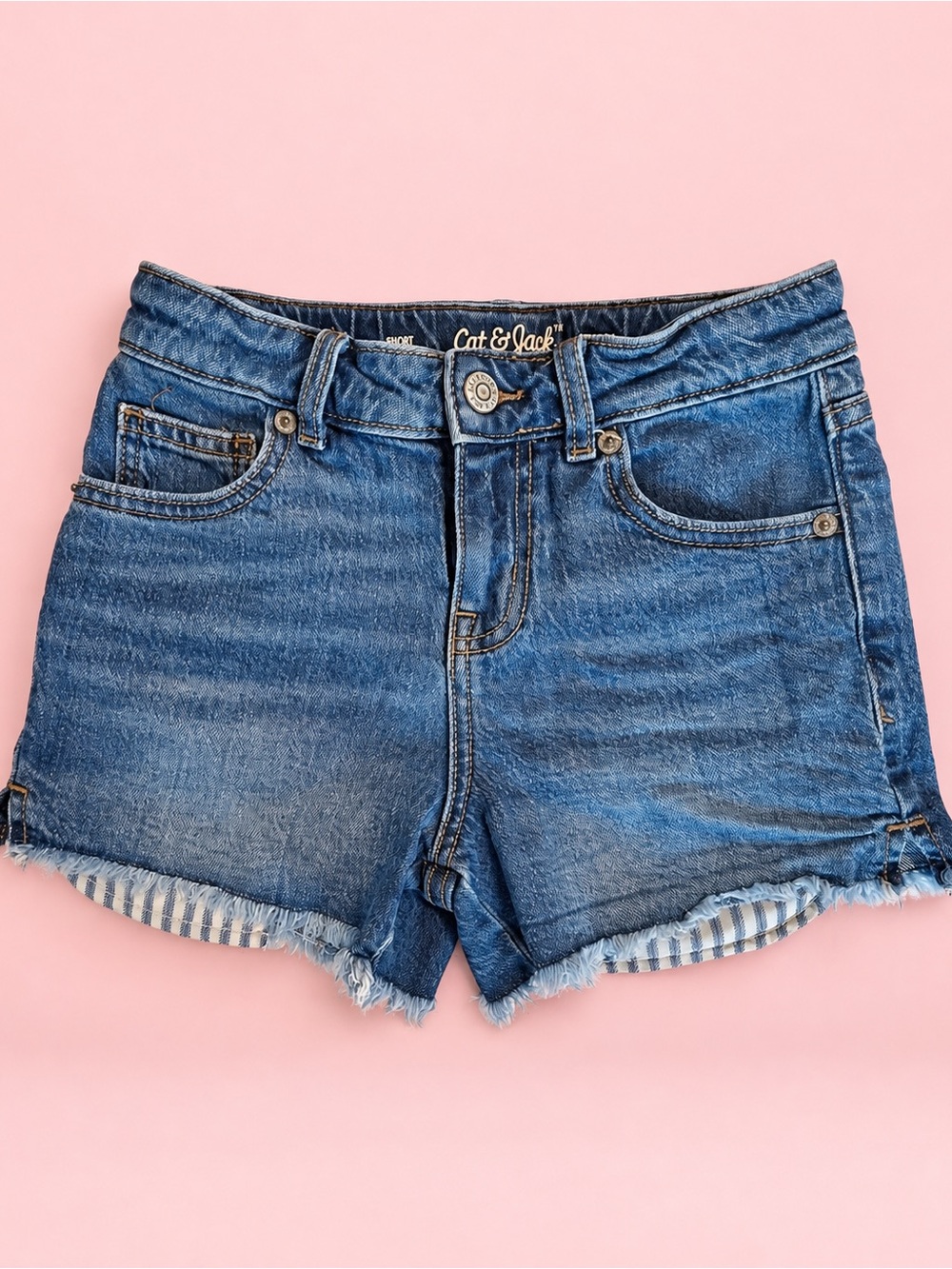 Cat & Jack Blue Denim Frayed Hem Women's Shorts